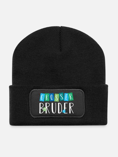 Großer Bruder - Grosser Bruder - Süße Monster - Recycelte Patch Beanie - Schwarz