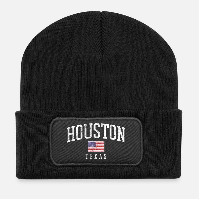 Houston Texas Vintage Flag - Recycelte Patch Beanie - Schwarz