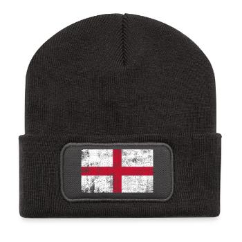 England Flagge Fahne Grunge Retro Vintage - Recycelte Patch Beanie - Dunkelgrau - Vorne