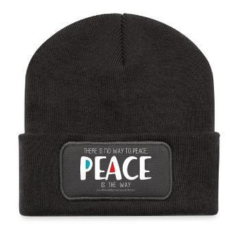 Peace 2 (dunkel) - Recycelte Patch Beanie - Dunkelgrau - Vorne