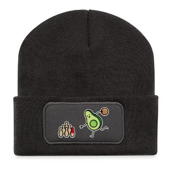 Drôle de bowling à l’avocat, bowler, bowling, bowler - Beanie recyclé à patch - charbon - Devant