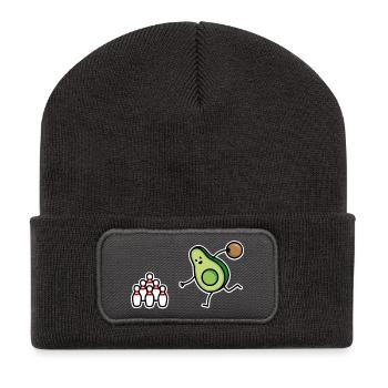 Drôle de bowling à l’avocat, bowler, bowling, bowler - Beanie recyclé à patch - charbon - Devant