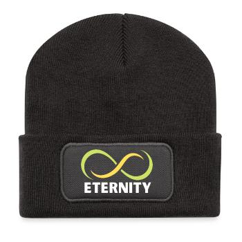 Ewigkeits-Infinity-Band-Emblem - Recycelte Patch Beanie - Dunkelgrau - Vorne