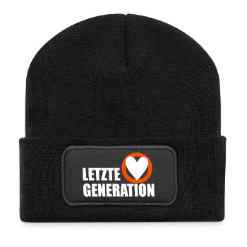 Letzte Generation - Design 5 - Recycelte Patch Beanie - Schwarz - Vorne