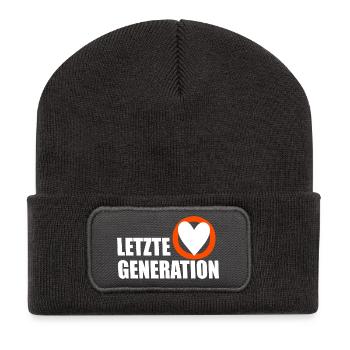 Letzte Generation - Design 5 - Recycelte Patch Beanie - Dunkelgrau - Vorne