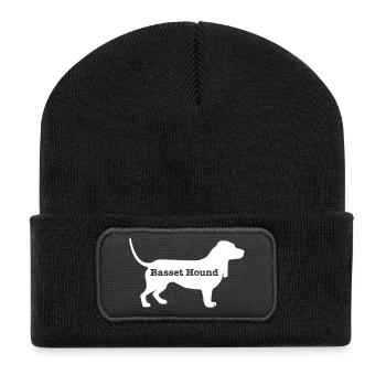 Basset Hound - Recycelte Patch Beanie - Schwarz - Vorne