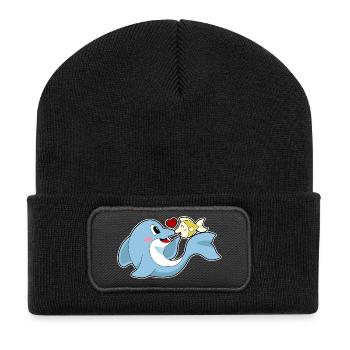Dolphin Love Fish - Recycled Patch Beanie - black - Front