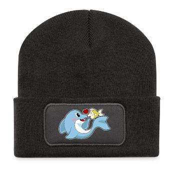 Dolphin Love Fish - Recycled Patch Beanie - dark grey - Front