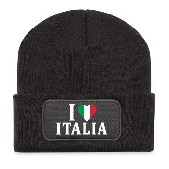 T-Shirt Ich liebe Italien Flagge T-Shirt Geschenkidee - Recycelte Patch Beanie - Dunkelgrau - Vorne