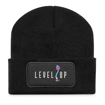 LEVEL UP Champignon - Beanie recyclé à patch - noir - Devant