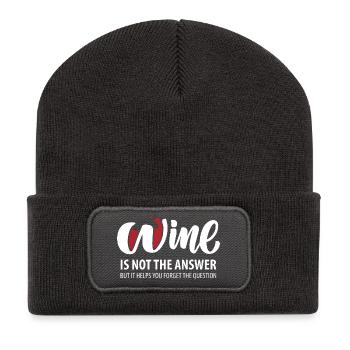 Wein ist nicht die Antwort (dunkel) - Recycelte Patch Beanie - Dunkelgrau - Vorne