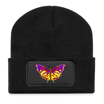 Vol de Papillon multicolore - Beanie recyclé à patch - noir - Devant