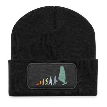 Vintage Windsurfer Evolution - Recycelte Patch Beanie - Schwarz - Vorne