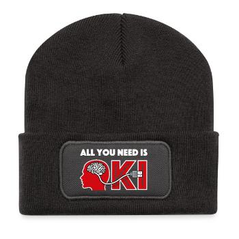 KI, künstliche Intelligenz - Recycelte Patch Beanie - Dunkelgrau - Vorne