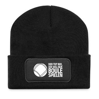 Der tut nix der will nur Boule spielen Petanque - Recycelte Patch Beanie - Schwarz - Vorne