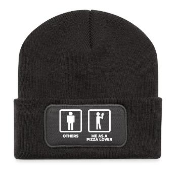 Pizza Lover Stick Figure - Recycled Patch Beanie - dark grey - Front