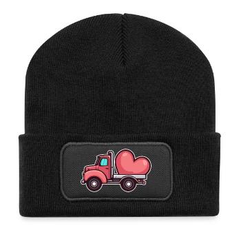 Camion avec coeur Saint-Valentin - Beanie recyclé à patch - noir - Devant