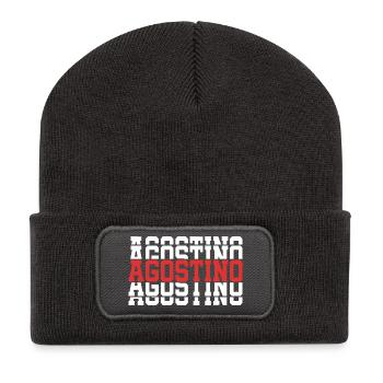 Agostino t-shirt stacked text gift t-shirt - Recycled Patch Beanie - dark grey - Front