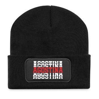 Agostina T-Shirt gestapelter Text Geschenk T-Shirt - Recycelte Patch Beanie - Schwarz - Vorne