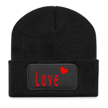 VALENTINSTAG. Junggesellinnenabschied. ICH LIEBE DICH. ICH LIEBE DICH. LIEBE - Recycelte Patch Beanie - Schwarz - Vorne