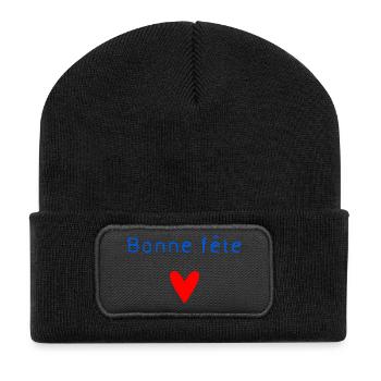 OMA. MUTTERTAG. ALLES GUTE ZUM OMA-TAG. ICH LIEBE DICH - Recycelte Patch Beanie - Schwarz - Vorne