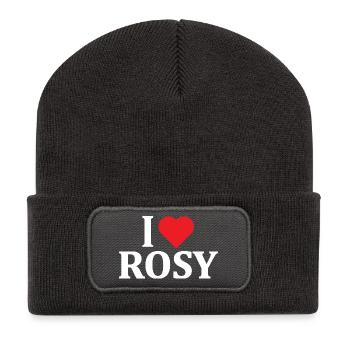 Ich liebe rosige T-Shirt-Geschenkidee - Recycelte Patch Beanie - Dunkelgrau - Vorne