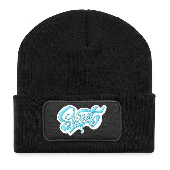 Kalt süß Drehbuch-Design - Recycelte Patch Beanie - Schwarz - Vorne