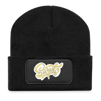 Conception de typographie Sweet Script - Beanie recyclé à patch - noir - Devant
