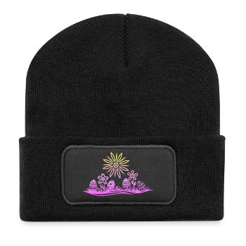 Ostern Ostereier im Gras - Recycelte Patch Beanie - Schwarz - Vorne