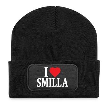 T-Shirt I love Smilla T-Shirt Geschenkidee - Recycelte Patch Beanie - Schwarz - Vorne