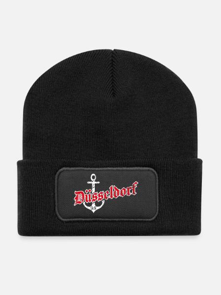 Düsseldorf mit Anker - Recycelte Patch Beanie - Schwarz