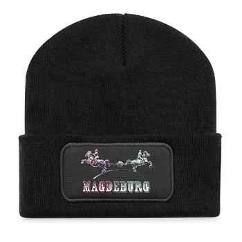 Magdebourg | L’expérience de l’hémisphère d’Otto von Guericke - Beanie recyclé à patch - noir - Devant