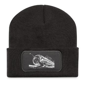 Flugzeug - Recycelte Patch Beanie - Dunkelgrau - Vorne