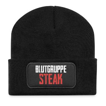 Blood type steak - Recycled Patch Beanie - black - Front