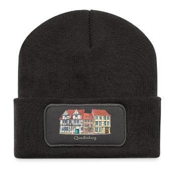 Quedlinburg, ville du patrimoine mondial en Allemagne, dessin - Beanie recyclé à patch - charbon - Devant