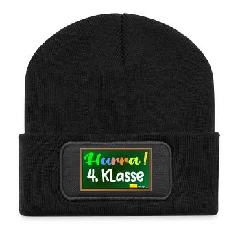 Viertklässler - Grundschule 4. Klasse - Recycelte Patch Beanie - Schwarz - Vorne