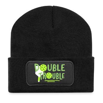 Pickleball-Spieler - Recycelte Patch Beanie - Schwarz - Vorne
