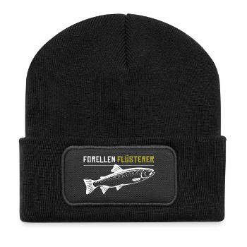 Forellen Flüsterer - Recycelte Patch Beanie - Schwarz - Vorne