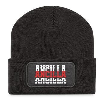 Girl Name Ancilla stacked gift idea - Recycled Patch Beanie - dark grey - Front