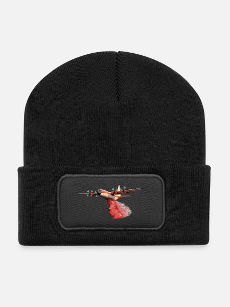 C-130 Löschflugzeug - Recycelte Patch Beanie - Schwarz
