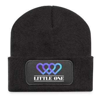 LITTLE ONE Schriftzug - Herz Drilling - Recycelte Patch Beanie - Dunkelgrau - Vorne