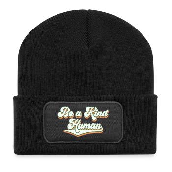 Be a kind human - Recycled Patch Beanie - black - Front