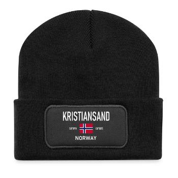 Kristiansand - Norwegen - Koordinaten - Flagge - Recycelte Patch Beanie - Schwarz - Vorne