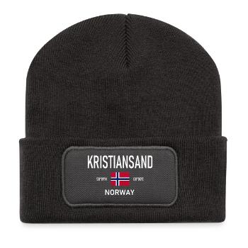 Kristiansand - Norwegen - Koordinaten - Flagge - Recycelte Patch Beanie - Dunkelgrau - Vorne