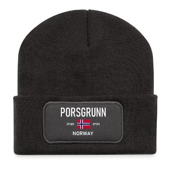 Porsgrunn - Norwegen - Koordinaten - Flagge - Recycelte Patch Beanie - Dunkelgrau - Vorne