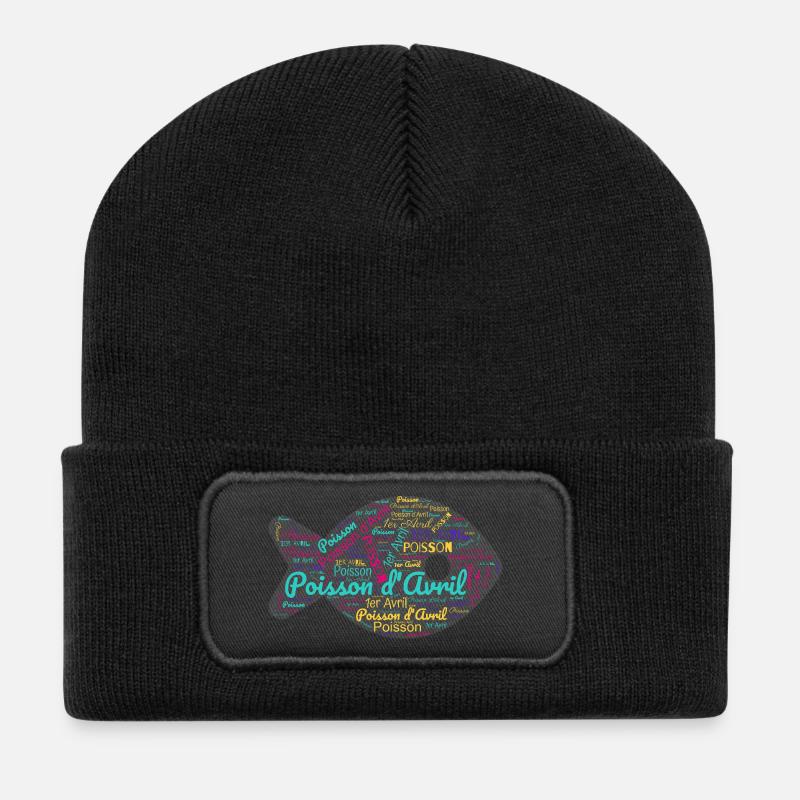 FISCH. SARDINE. APRILSCHERZ. JAHRESTAG - Recycelte Patch Beanie - Schwarz