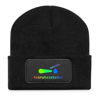 Signe de repos | Sommeil | Paresseux | Fatigué | Drôle - Beanie recyclé à patch - noir - Devant