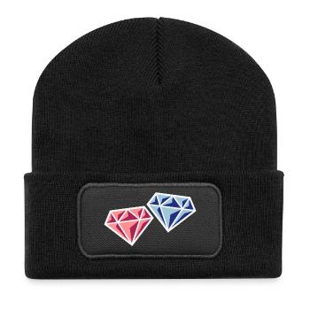 Pair Of Diamonds (Bridal Pair Wedding Symbol, NEG) - Recycled Patch Beanie - black - Front