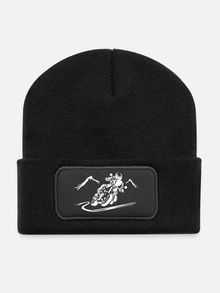 Motorrad Action Silhouette - Recycelte Patch Beanie - Schwarz