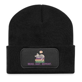 Reading and cats. Perfect life - Recycled Patch Beanie - black - Front